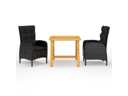 Conjunto 3 Peças De Jantar Para Jardim Preto Dkd Home Decor