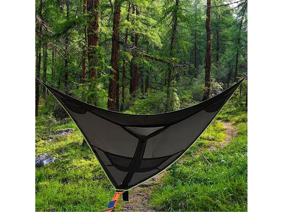 Preta Xmund Rede Triangular Portátil Bolsa Armazenamento Cama Suspensa Camping Ar Livre Anti-rolamento Parques Diversão