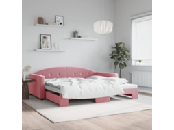 Sofá Cama Com Gavetão 100x200 Cm Veludo Rosa Lovely Home