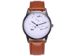 Reloj De Pulsera Analógico Con Movimiento De Cuarzo Estilo Pintura De Tinta Simple Casual Pu Marrón