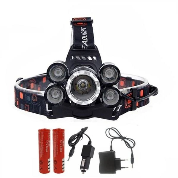 Farol Potente de 5 Leds T6 Recarregável, Luz de Aeronave 3t6 BRILVIBERA