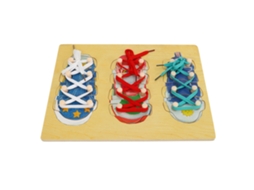 Brinquedo De Aprendizagem De Calçar Com Cordão Em Madeira Para Crianças Pequenas Kit Educativo De Amarrar Sapatos