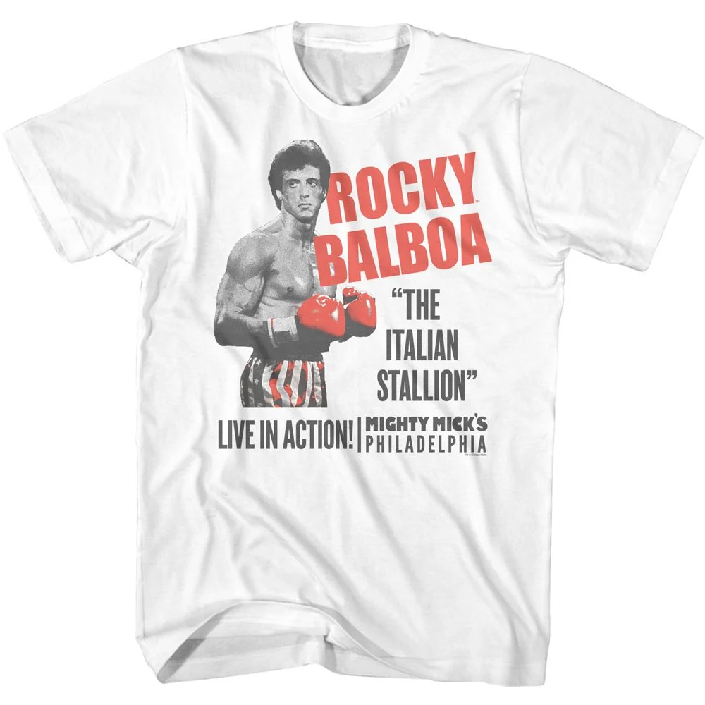 Rockinstone Rocky Movie Duotone Rocky White Adult T-shirt Size:s