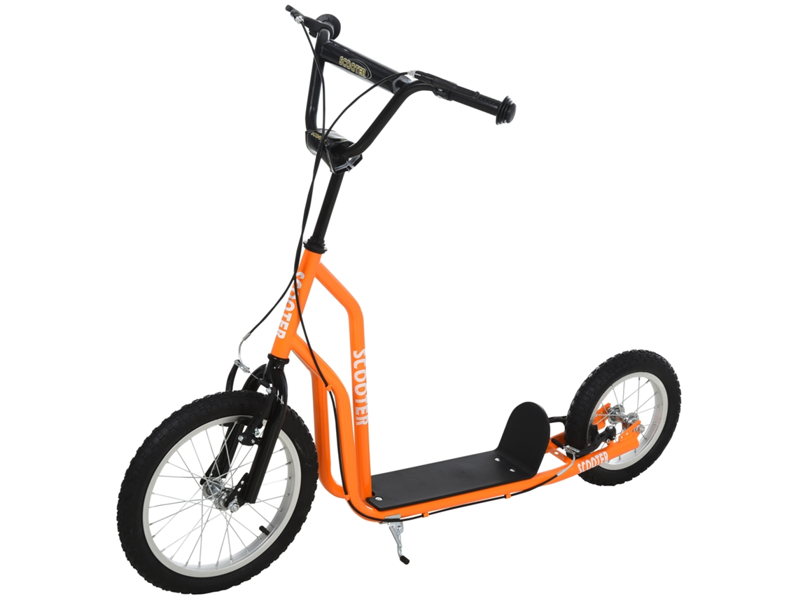 Scooter Infantil 16 Polegadas Laranja (guidão Ajustável, Travão de Mão, Rodas Grandes, Metal)