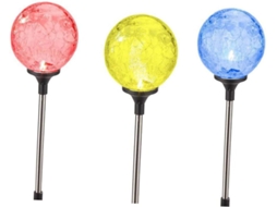 Conjunto De 4 Bolas De Vidro Com Led Para Jardim