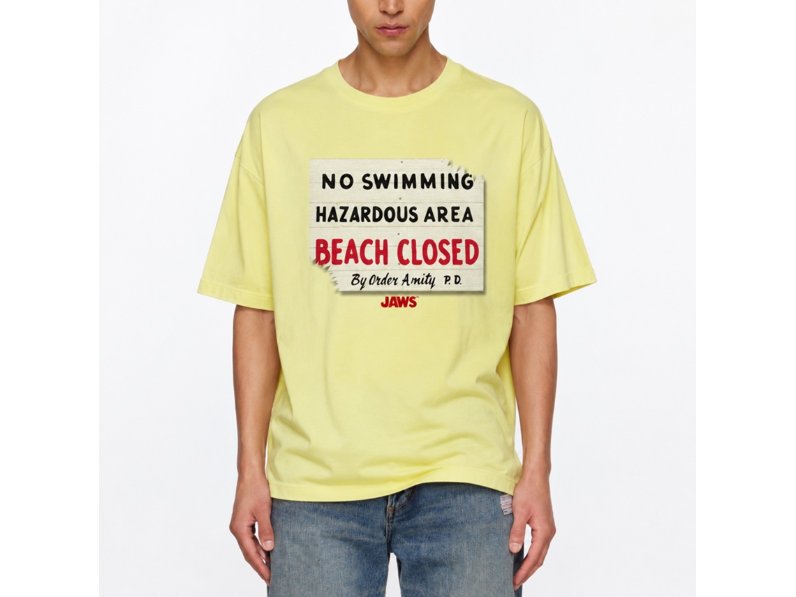 Rockinstone Jaws Movie Hazardous Heather Yellow Adult T-shirt Size:xxxl