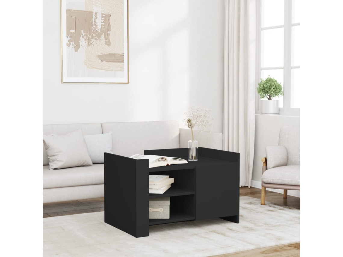 Vidaxl Mesa De Centro 80x50x50 Cm Derivados De Madeira Preto