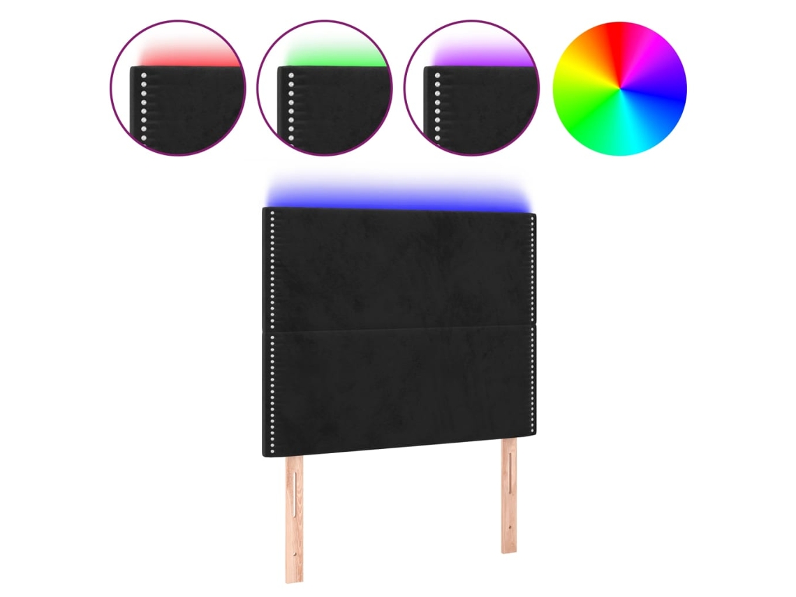 Led Headboard, Led Headboards Vidaxl Preto Veludo (90 X 5 X 118/128 Cm)