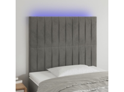 Cabecero de terciopelo con luces LED 80x5x118/128cm Gris Claro