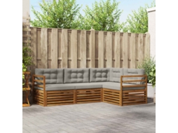 Vidaxl Conjunto De Sofás Para Exterior 4 Unid. Cinza Natural E Claro