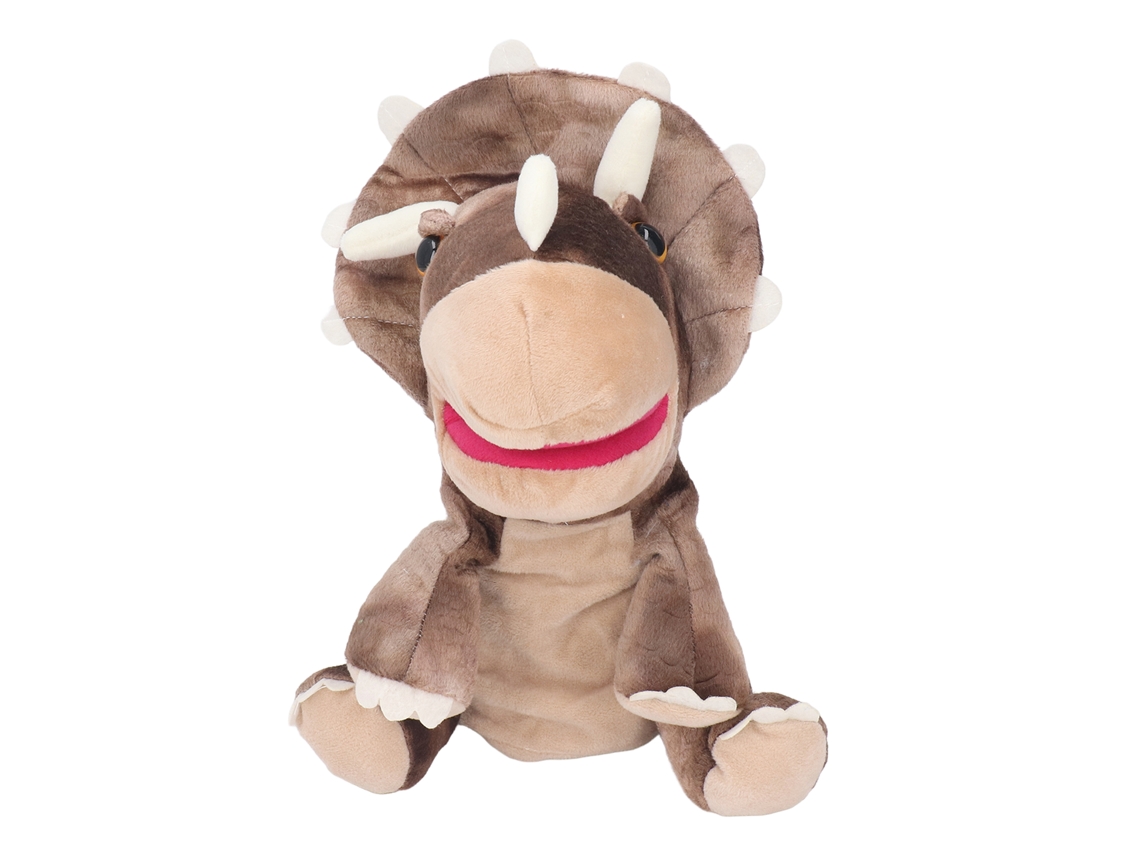 Marioneta De Mão De Animal De Pelúcia Macio E Bonito Com Boca Aberta Móvel Café 25cm