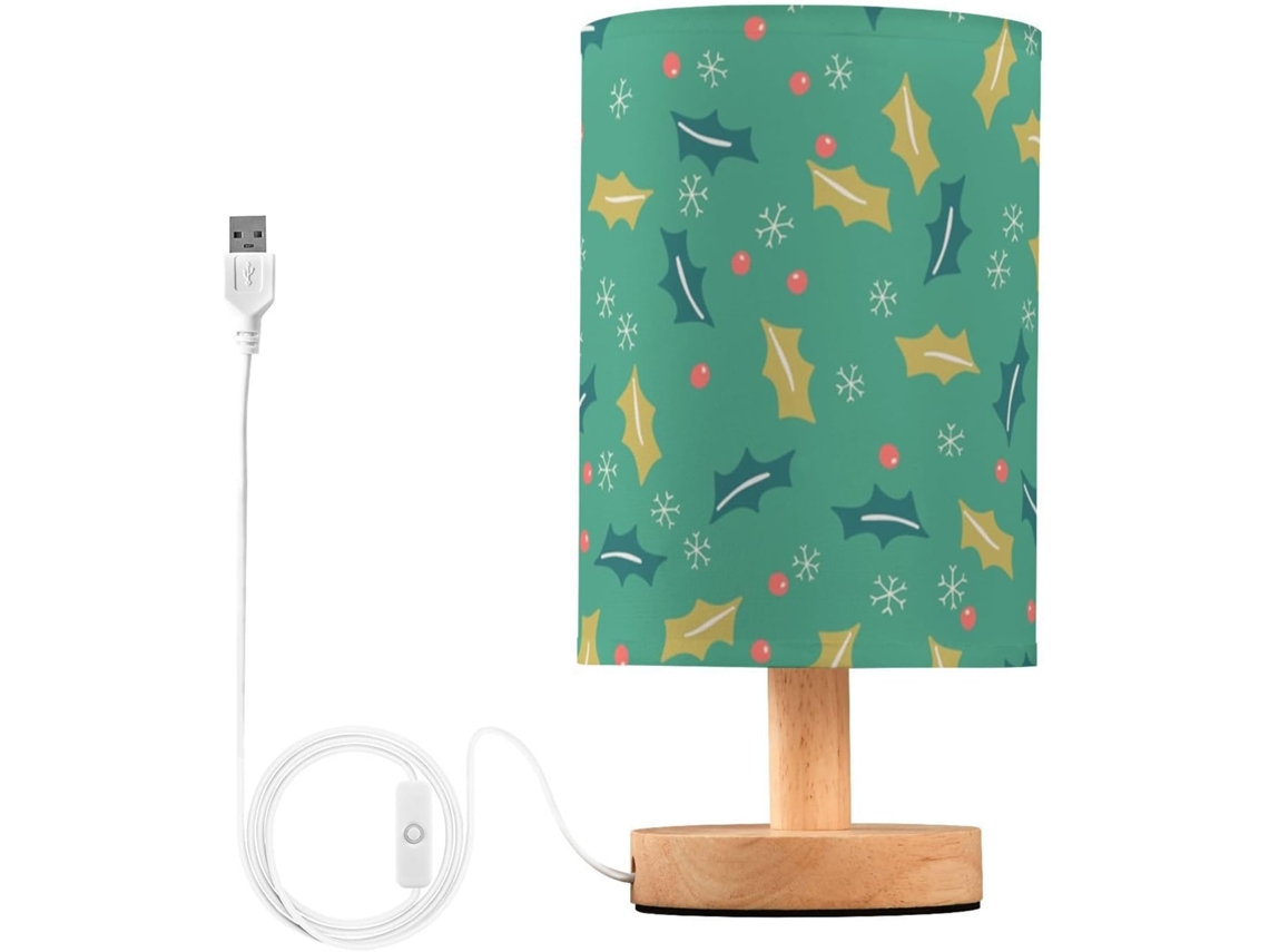 Abajur De Cabeceira Pequeno Kll Com Suporte USB Carregamento, Luminária De Mesa Feliz Natal Para Mesa, Casa De Campo