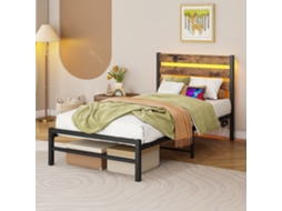 Estrutura Cama Metal 90x200 Cabeceira Usb Led Espaço Inferior Silenciosa