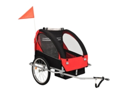 Reboque para bicicletas/carrinho VIDAXL bebé 2 em 1 preto e vermelho