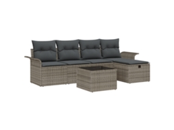 Conjunto 6 Conjuntos De Sofás Para Jardim Vidaxl Preto Vime Pe (55 X 55 X 37 Cm)