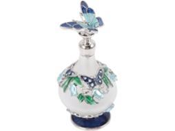 Frasco De Perfume Vintage Em Vidro, 25ml, Recarregável, Retrô, Azul, Elegante.