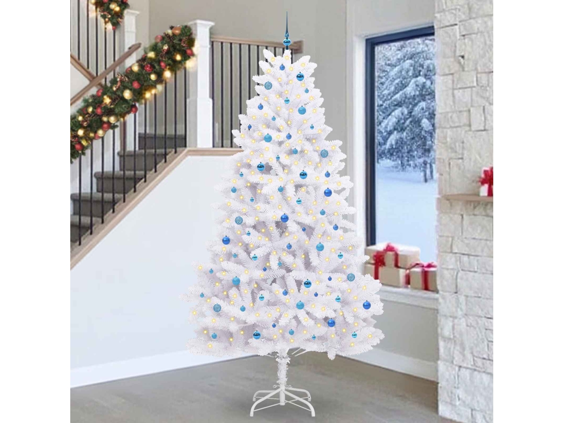 Vidaxl Árvore De Natal Articulada Artificial Branco 270 Cm Pvc E Aço