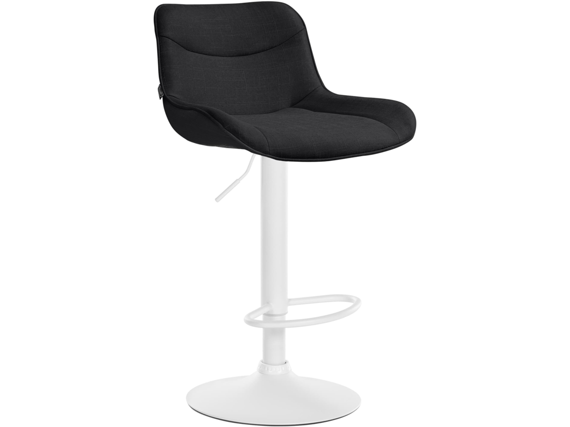 Banqueta de bar giratória X1, formato ergonômico, costura decorativa em tecido preto, estrutura de metal branco 10_0005912