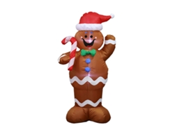 Laxiscreed Decorativo Inflável De Natal Com Boneco De Gengibre, Pai Natal E Boneco De Neve