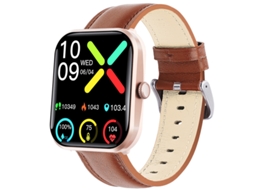 SHAH ARPAN Smart Watch F96 Sos Alarme Freqüência Cardíaca Pressão Arterial Temperatura Chamada Bluetooth Couro Marrom