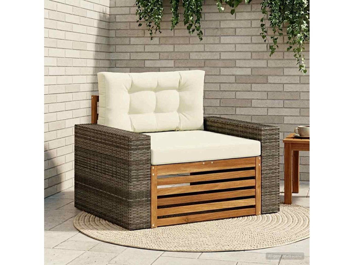 Vidaxl Sofá Médio Externo Madeira Sólida De Acácia Natural