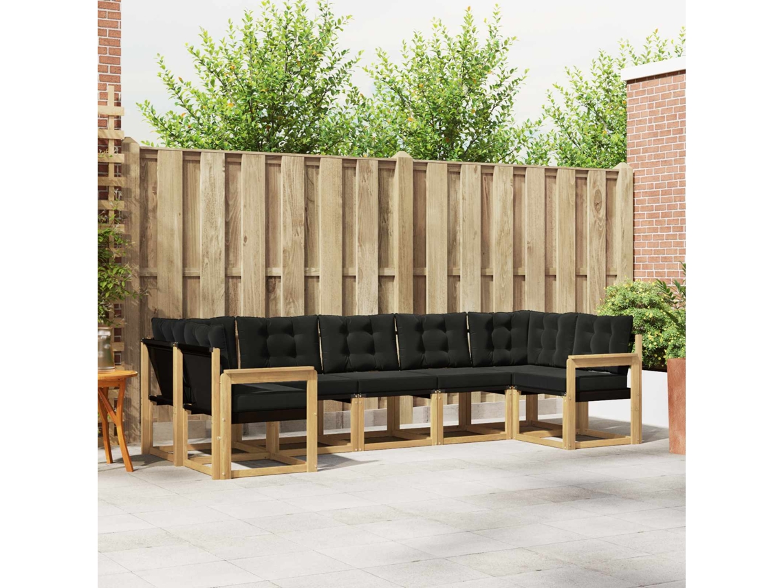 Vidaxl Conjunto De Sofás Para Exterior 7 Unid. Branco E Preto