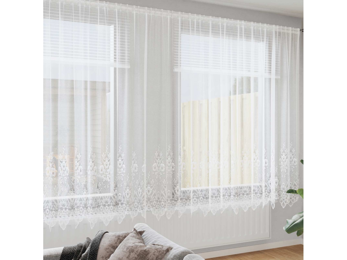 Vidaxl Cortina De Renda Branco 240x750cm Poliéster