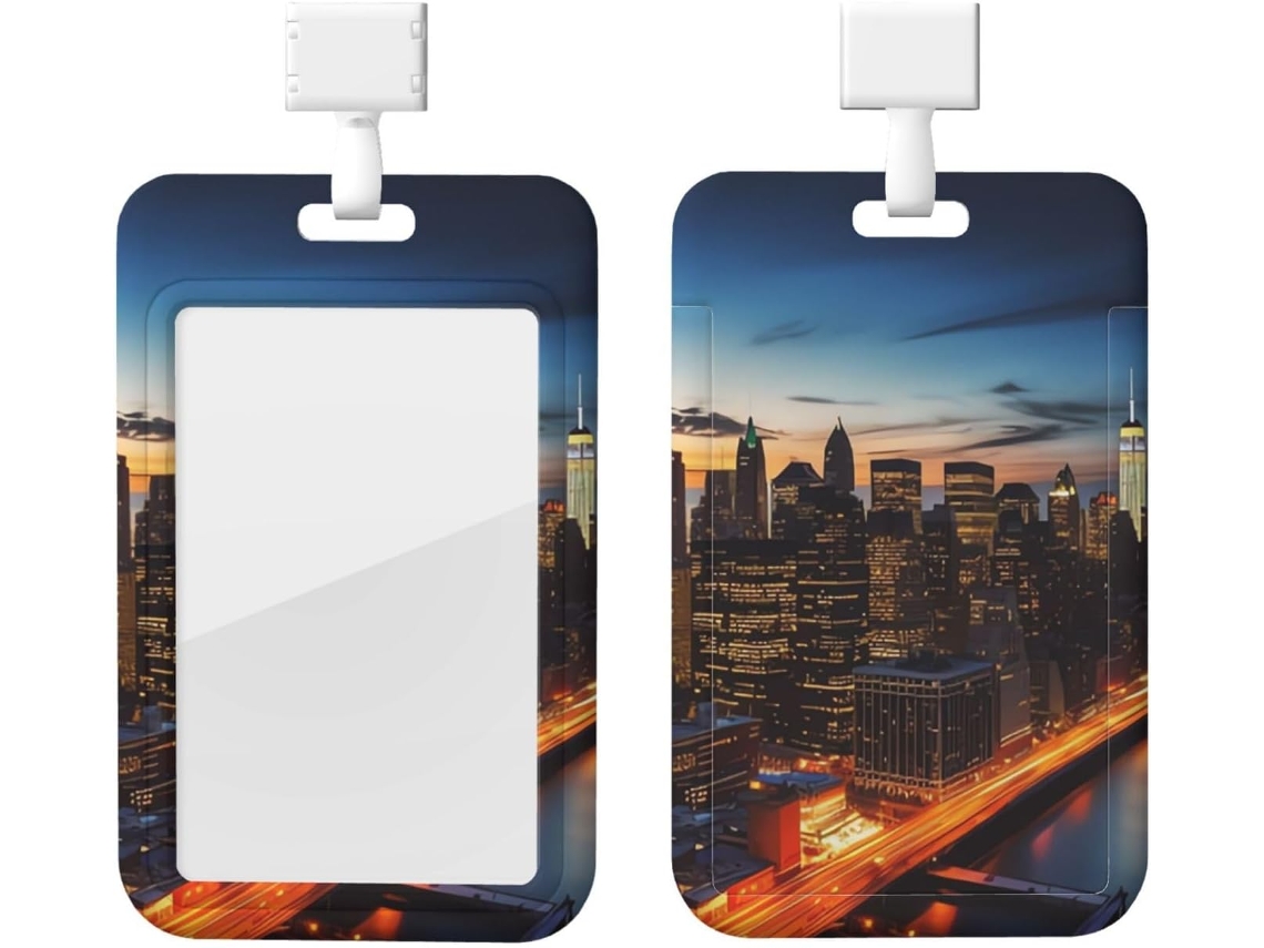 Porta Crachá Com Cordão, Suporte De Plástico Impermeável, Crachás De Identificação Horizontais Da Cidade Nova York