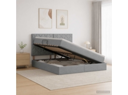 Vidaxl Cama Com Arrumação E Colchão Cinzento-claro 140 X 200 Cm Tecido