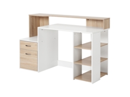 Mesa Computador Mdf 137x55x92 Cm, Moderna Com Prateleiras