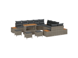 Conjunto 14 Sofá De Jardim Vidaxl Cinzento Vime Pe (110 X 55 X 71 Cm)