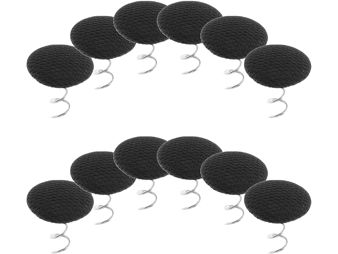 Conjunto De 12 Pinos Estofamento Pretos Em Aço Inoxidável Com