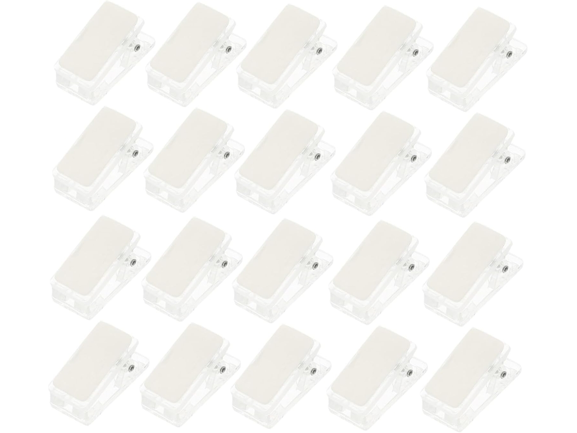 Mini Clipes Adesivos Transparentes para Crachás, Clipes Mola Plásticos Duráveis e Ferro para Mesa, Feiras E