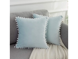 Rebe-funda De Almofada Navideña Azul Escuro 18x18 Polegadas Conjunto De 6 Terciopelo Suave Com Pompons Decorativos Para Sofá Y Hogar