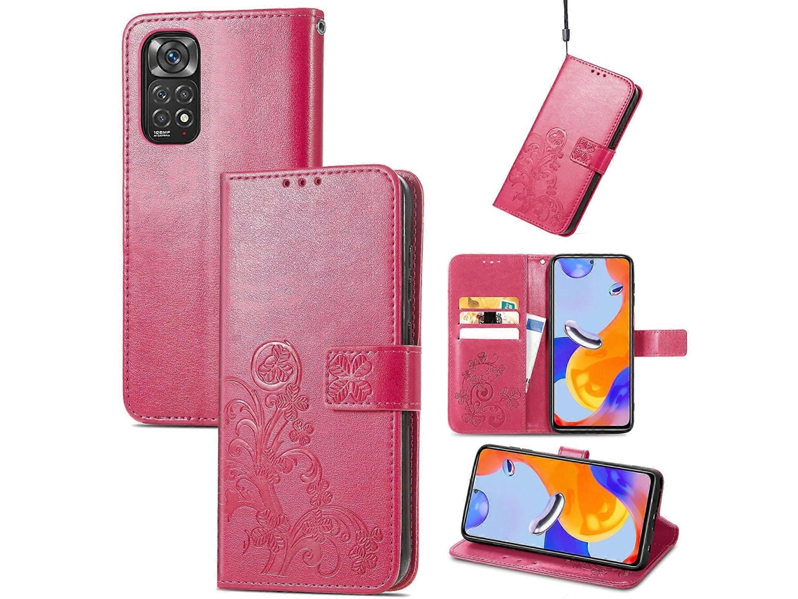 Capa De Couro Com Fecho De Quatro Lâminas Em Relevo Para Xiaomi Redmi Note 11 Pro 4g Global