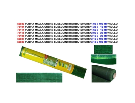 Pluvia malla cubre suelo antihierba 100 grs 1,05 x100 mt rollo