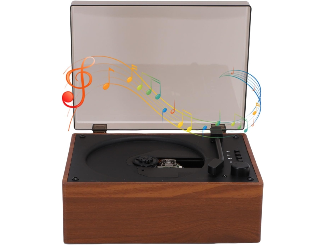 Leitor Cd Portátil Jectse Com Alto-falantes, Estéreo Hifi, Bluetooth 5.1, De Música De Retrô De Madeira Com
