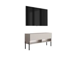 Suporte De Tv 100 Cm Caxemira, Pernas Pretas Retas, Led Branco, 100 × 32 × 52 Cm 3E 3XE LIVING.COM