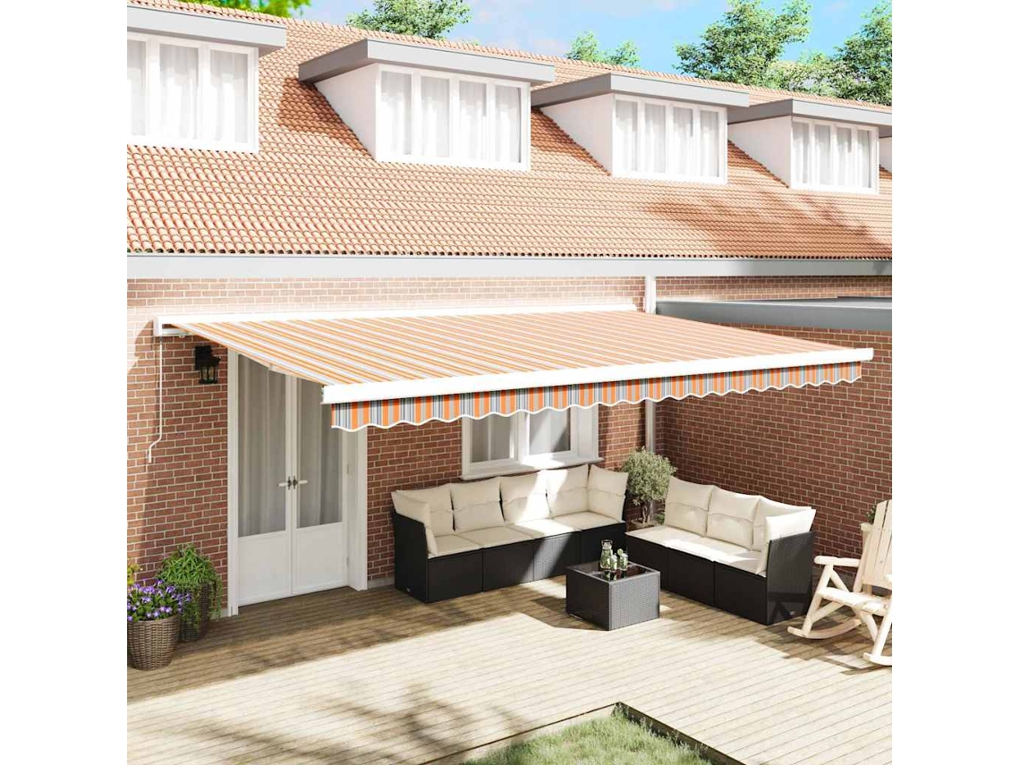 Vidaxl Toldo Retrátil Multicolor 500 × 300 Cm Lona E Alumínio