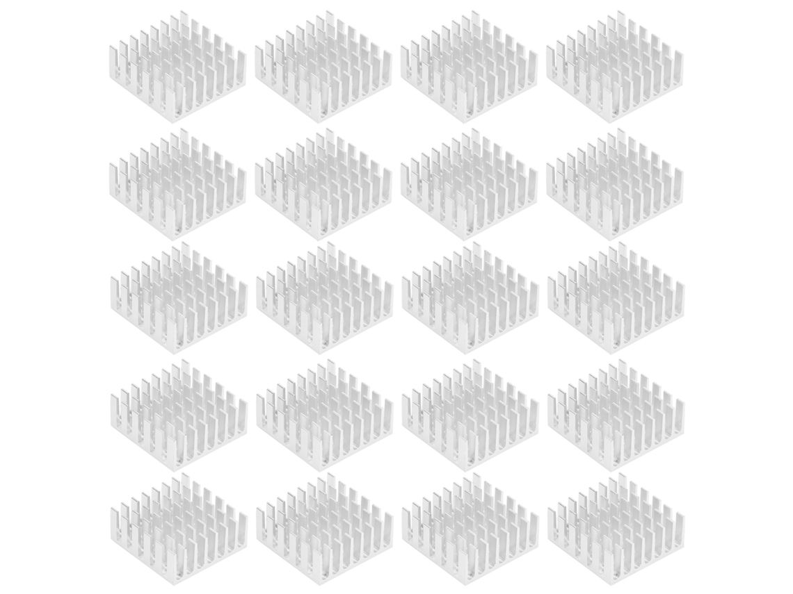 20 Peças Dissipador de Calor de Alumínio Prata com Adesivo Tp25x10x25 para Cpu Componentes Eletrônicos