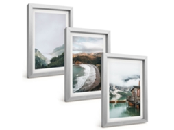 Pinturas Murais Modernasmontanhas, Praia, Nuvens, Água Moldura Prateada Fotos Para O Corredor Espelharte (3 Peças 20x30 Cm)