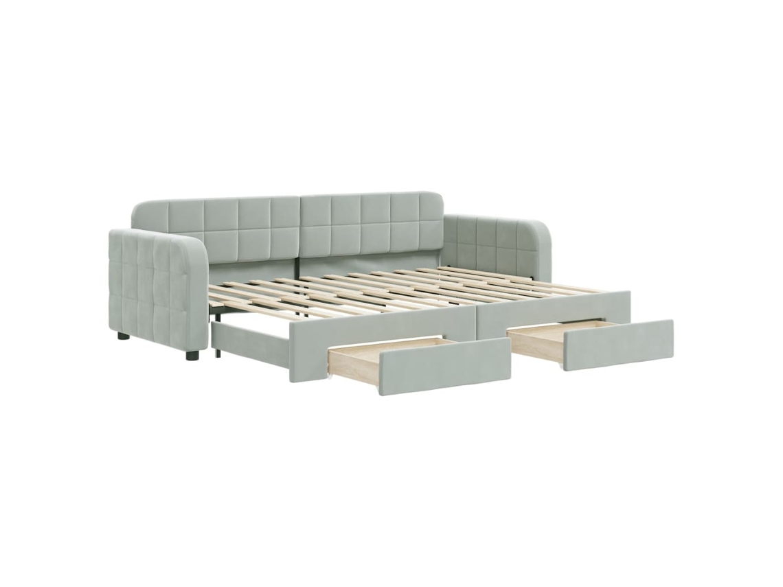 Sofá-cama Com Gavetão Vidaxl Cinzeto Veludo (223 X 91 X 71 Cm)