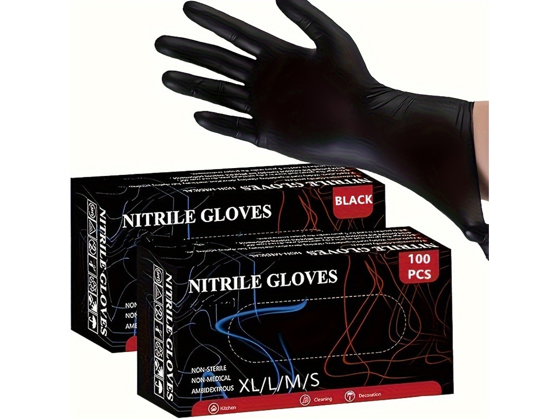 Luvas De Nitrilo Tamanho P Pretas, Luvas Descartáveis​​ Para Cirurgia E Laboratório, Luvas De Nitrilo Sem Pó E Látex