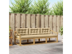 Vidaxl Conjunto De Sofás Para Exterior 3 Unid. Branco E Bege Poliéster