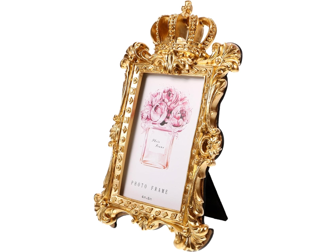 Porta Retratos Vintage Resina Parede Ideal Escritório Design Barroco Detalhes Dourado 15x15 Estilo Guirlanda GOKOCO