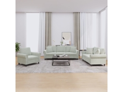 Conjunto 3 Pcs de Sofás com Almofadas Veludo Cinzento-Claro PANGSHIYUAN