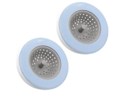 Colador de desagüe de silicone e plástico, 2 peças, azul, com tapón antiobstrução | S/MARCA