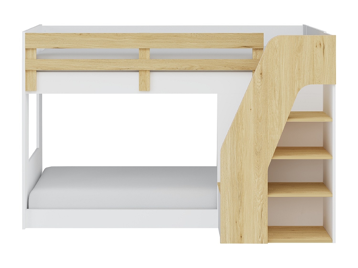 Beliche Narojas VENTE-UNIQUE.PT Natural Light, Branco 90 X 190 Cm Sem Colchão Com Mesa De Cabeceira