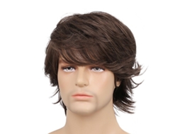 Peluca Corta Marrón Reta Sintética Para Cosplay De Hombre
