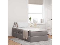 Vidaxl Cama Com Arrumação E Colchão Cinzento-acastanhado 90 X 190 Cm